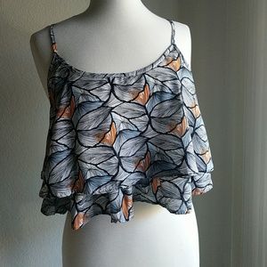 Free press crop top butterfly wing print spaghetti